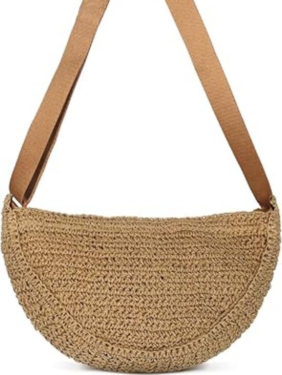 Handbags - Straw Crossbody Bag Woven Hobo Shoulder Purse Adjustable Strap